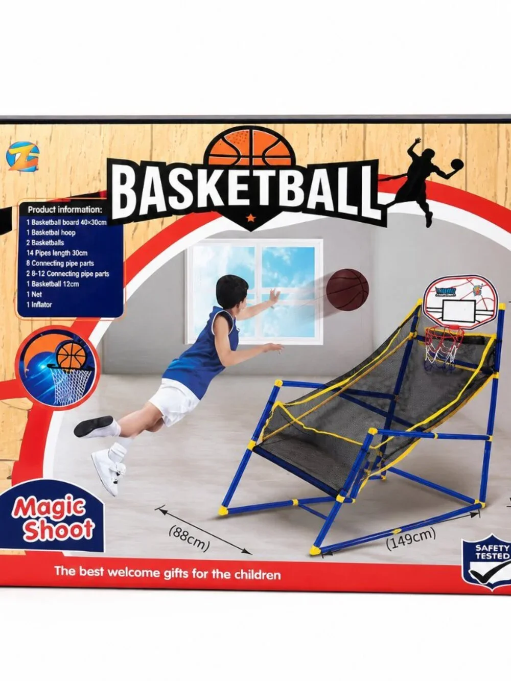 Kids Basketball Arcade Game Indoor Mini Hoop Set w Ball Pump Single Shot